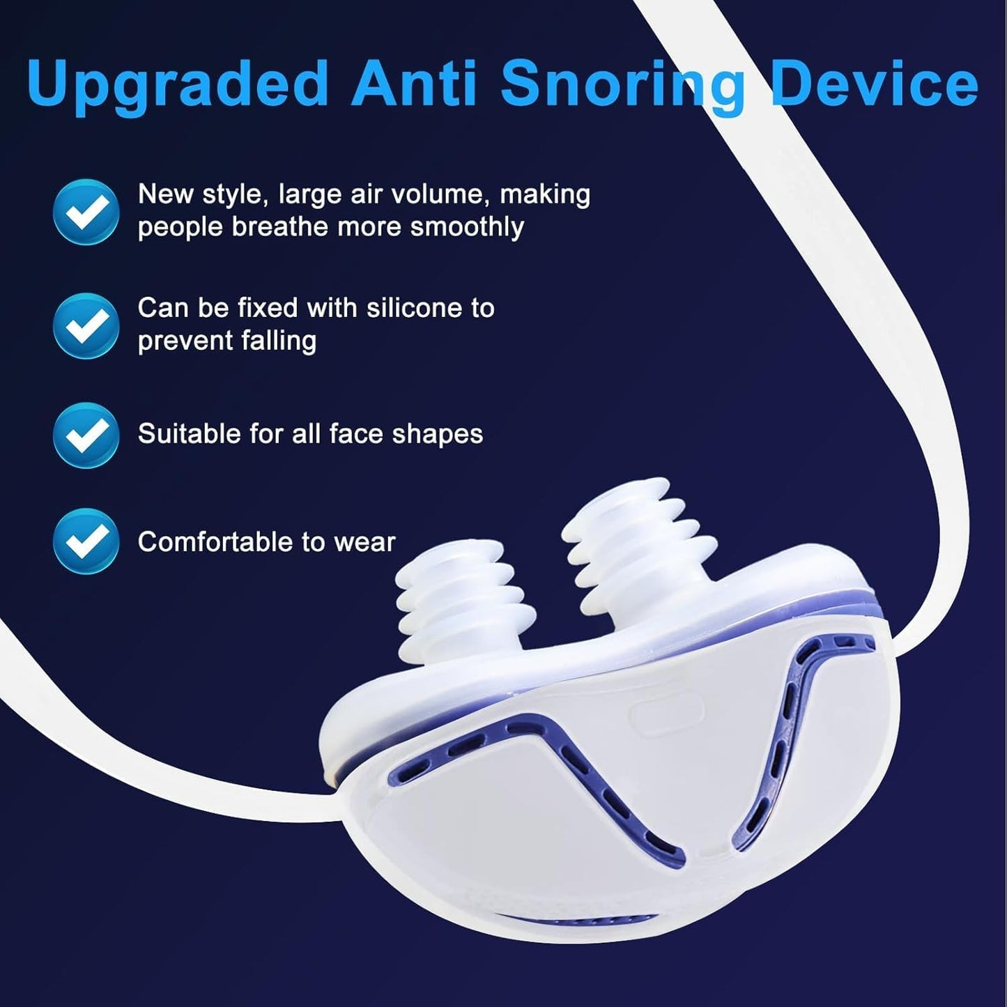 Anti Snoring Device - Mini SleepApnea Devices - Variable Anti Snoring Aid - Upgraded Stop Snoring Solution - Suitable for All Nose Shapes - Blue - Kd