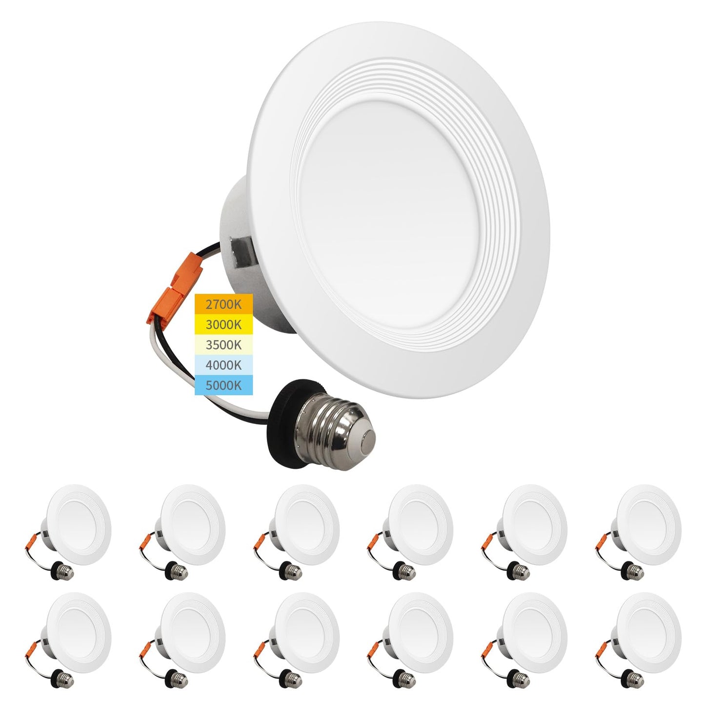 Mw 12 Pack 4 Inch Recessed Led Lighting 10W=75W 750Lm 2700K/3000K/3500K/4000K/5000K 4 Inch Led Recessed Lights  Baffle Trim Ic & Wet Rated  Etl & Fcc California Ja8 Certified