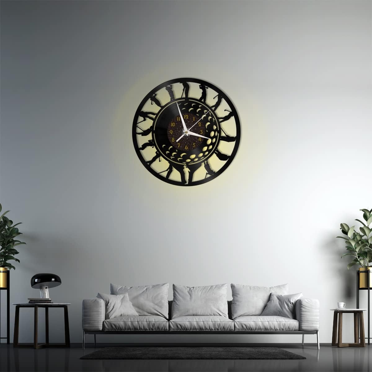 Generic Golf 2 Decoration Vinyl Wall Clock, Vinyl Record Clock Wall Art Silent & Non-Ticking(12 inchs C-LED), Brown