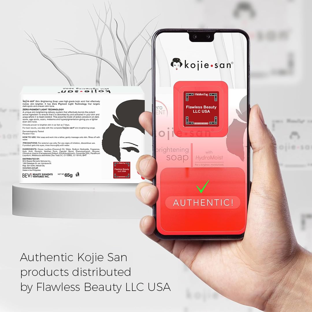 Kojie San Face & Body Skin Brightening Shower 9pc Set - the Original Kojic Acid Soap that Helps Reduce Dark Spots 6 x 135g Bars, Soap Dish and Facial Cleansing Brush…