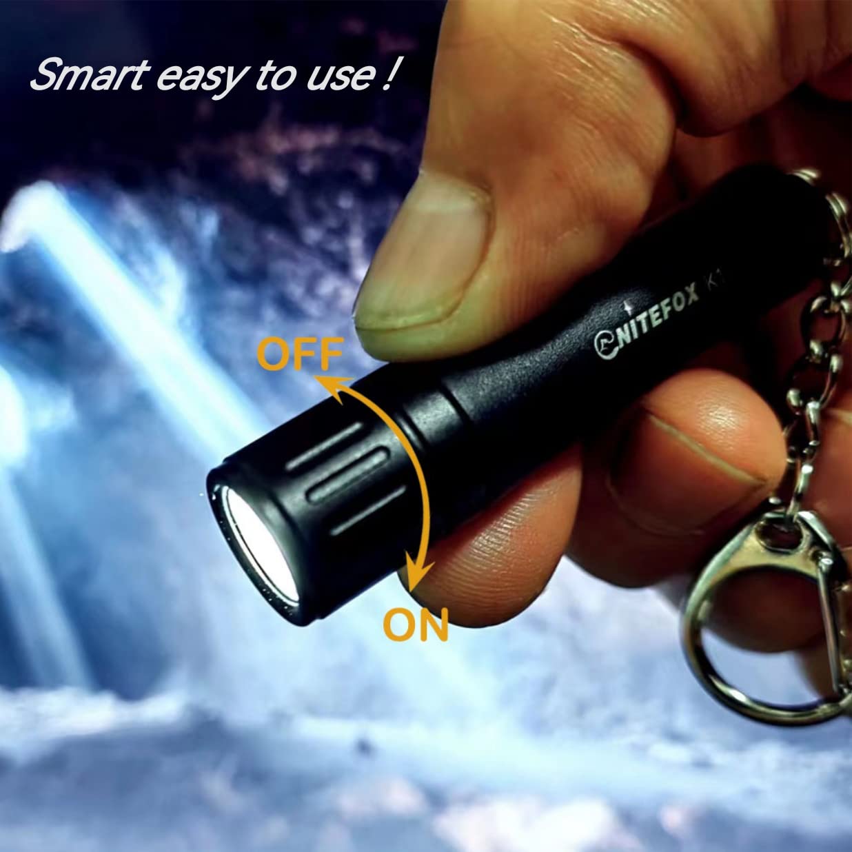 Nitefox K1 Keychain Flashlight, 150 Lumens, Waterproof, Aluminum, Black