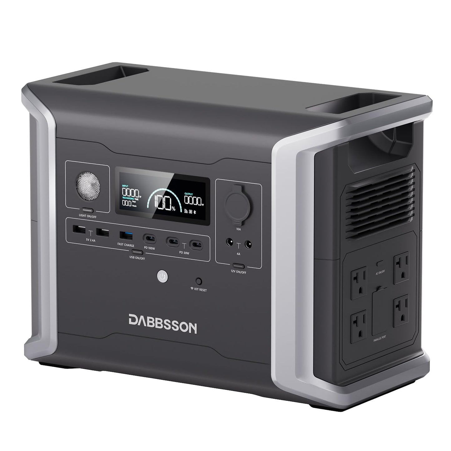 Dabbsson Portable Power Station Dbs1300, 1330Wh Solar Generator With 4X1200W Ac Outlets, Ev Semi-Solid State Lifepo4 Battery, So