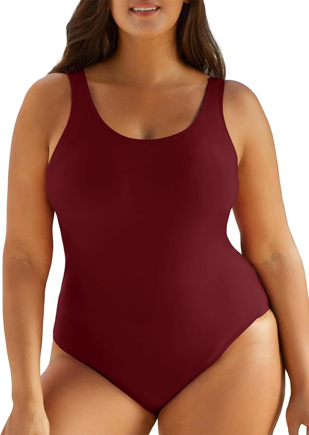 Eytino Plus Size Swimsuit for Women Back Crisscross Sports Tummy Control One Piece Bathing Suits(1X-5X)