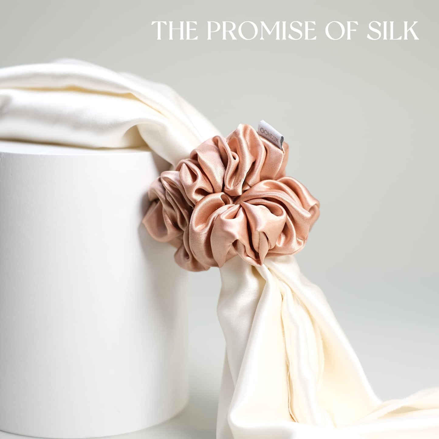 MTSNOO 100% Pure 22 Momme Mulberry Silk Scrunchies Set - Mini Scrunchies with Elastic Band for Curly Hair, Hair Ties Ropes for W