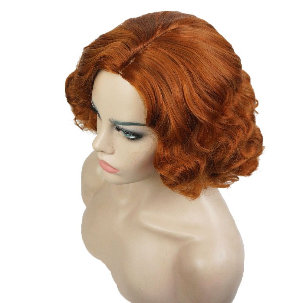 Aimole Short Curly Wigs Women's Vintage Flapper Wig 1920s Cosplay Halloween Party Daily Everyday Hair Red