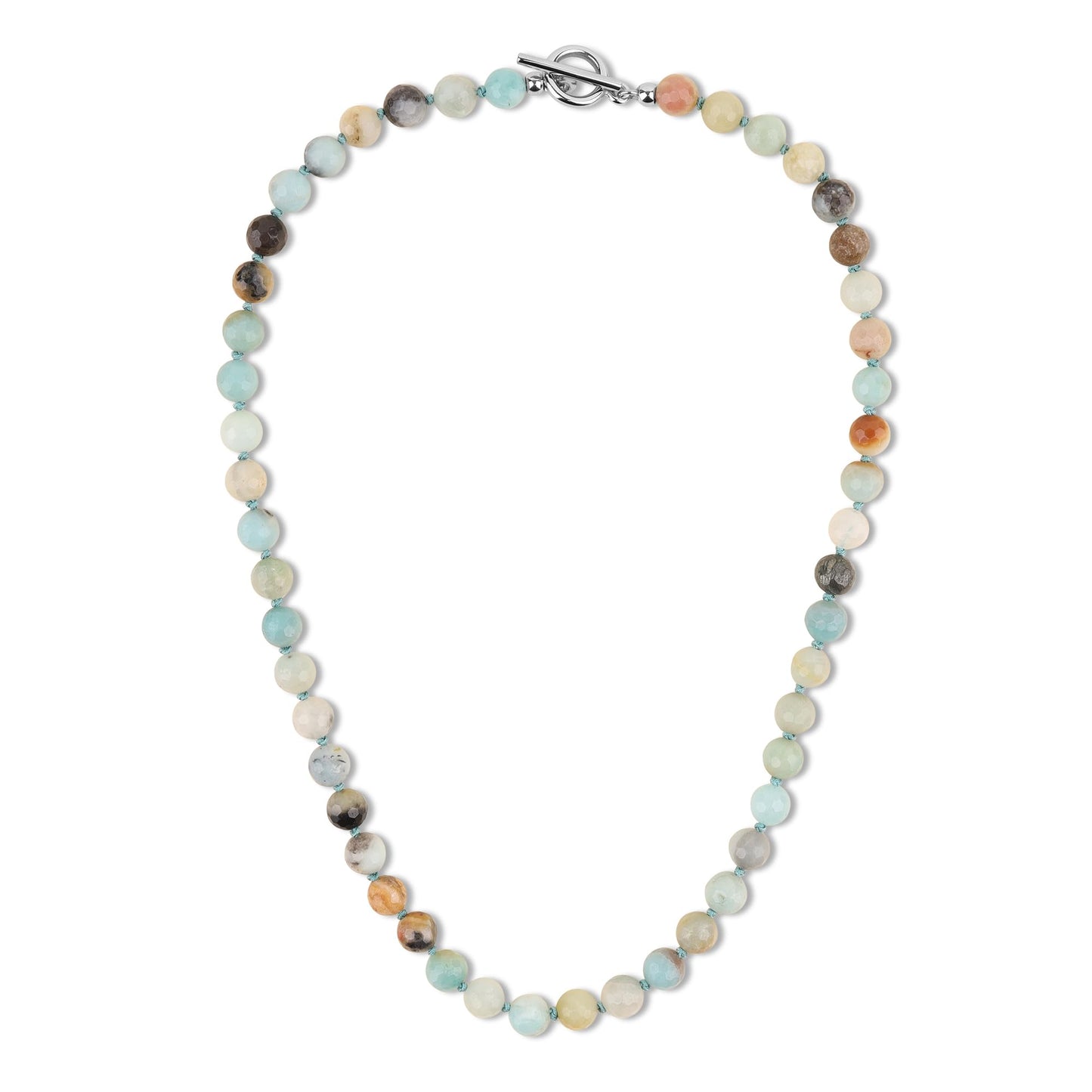 GAVU Handmade Faceted Amazonite Necklace for Men, Mens Crystal Beaded Necklace 20