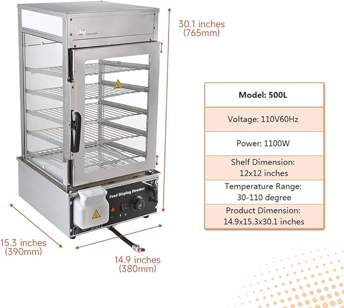 110 Volt Chef Prosentials Bun steamer electric food display automatic temperature control 5 layers display Stainless Steel Bun Steamer For Kiosk