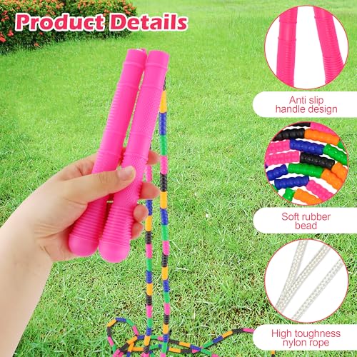 Coolrunner 16 FT Long Jump Rope(4 PACK), Double Dutch Jump Ropes Soft Beaded Skipping for Kids Adults Plastic Segmented Lo...