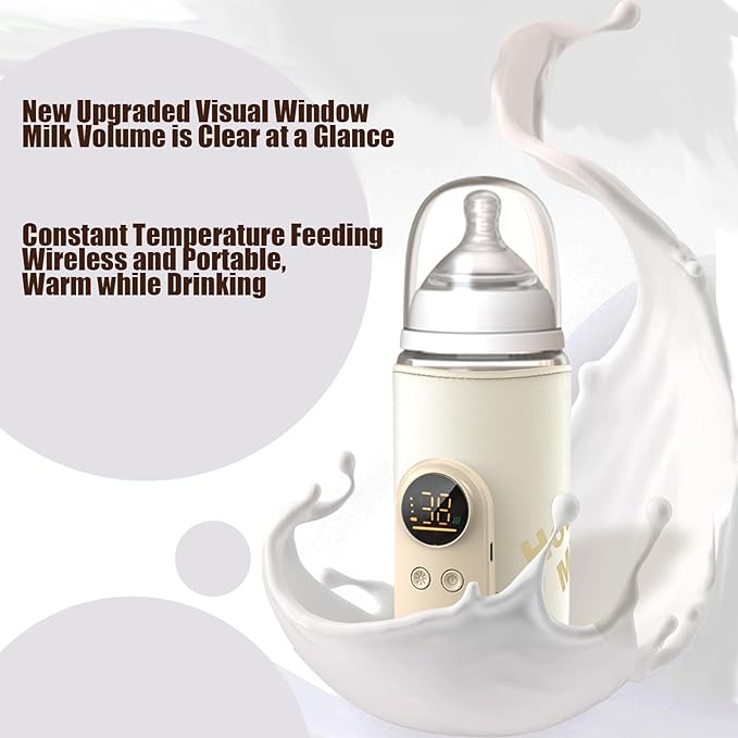 Portable Bottle Warmer for Travel, 10000mAh Battery-Powered, Fast-Heating & Long-Lasting Warming UP to 10H, Waterless Milk Warming for Comfortable Baby Feeding On The Go (10000mAh)