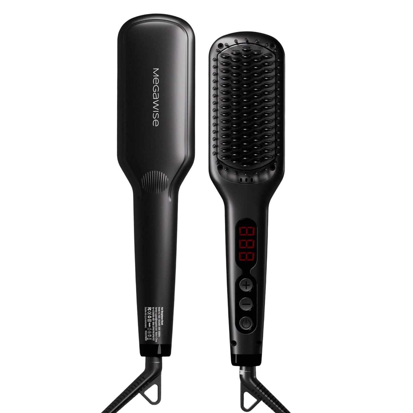MEGAWISE Pro Ceramic Ionic Hair Straightener Brush for Home Salon, Straightening Hair Brush with 20s Heating Tech, Auto-Off, Ant