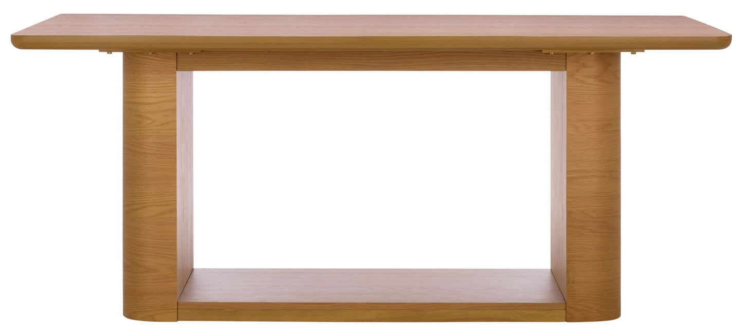 SAFAVIEH Home Collection - Howard Natural Oak Wood Dining Table, Modern Rectangle Pedestal Base, Contemporary Design (SFV7250A)