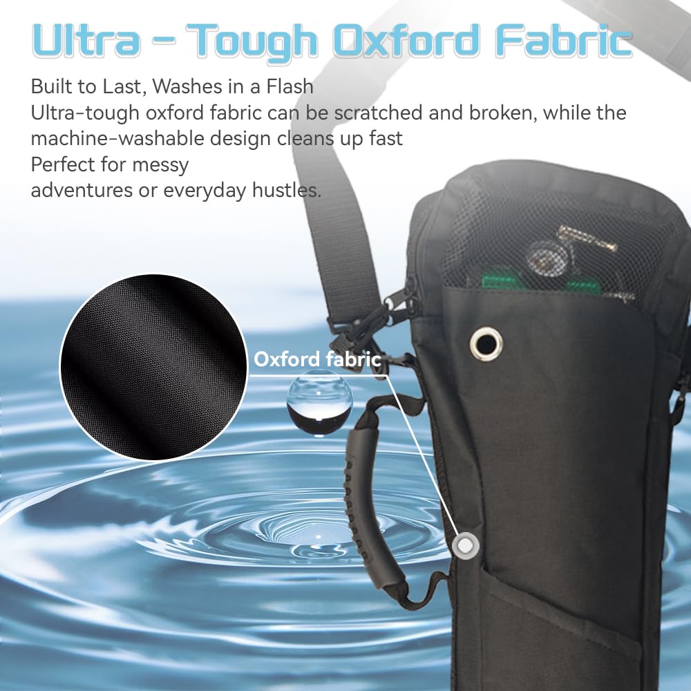 Portable Oxygen Shoulder Bag for A, B(M6), C(M9), D, M2, Ml6, M7 Size Oxygen Cylinders, Durable Oxford Material with Mesh Viewing Window, Portable Oxygen Tank Holder Bag for Travel, Storage, and Carry
