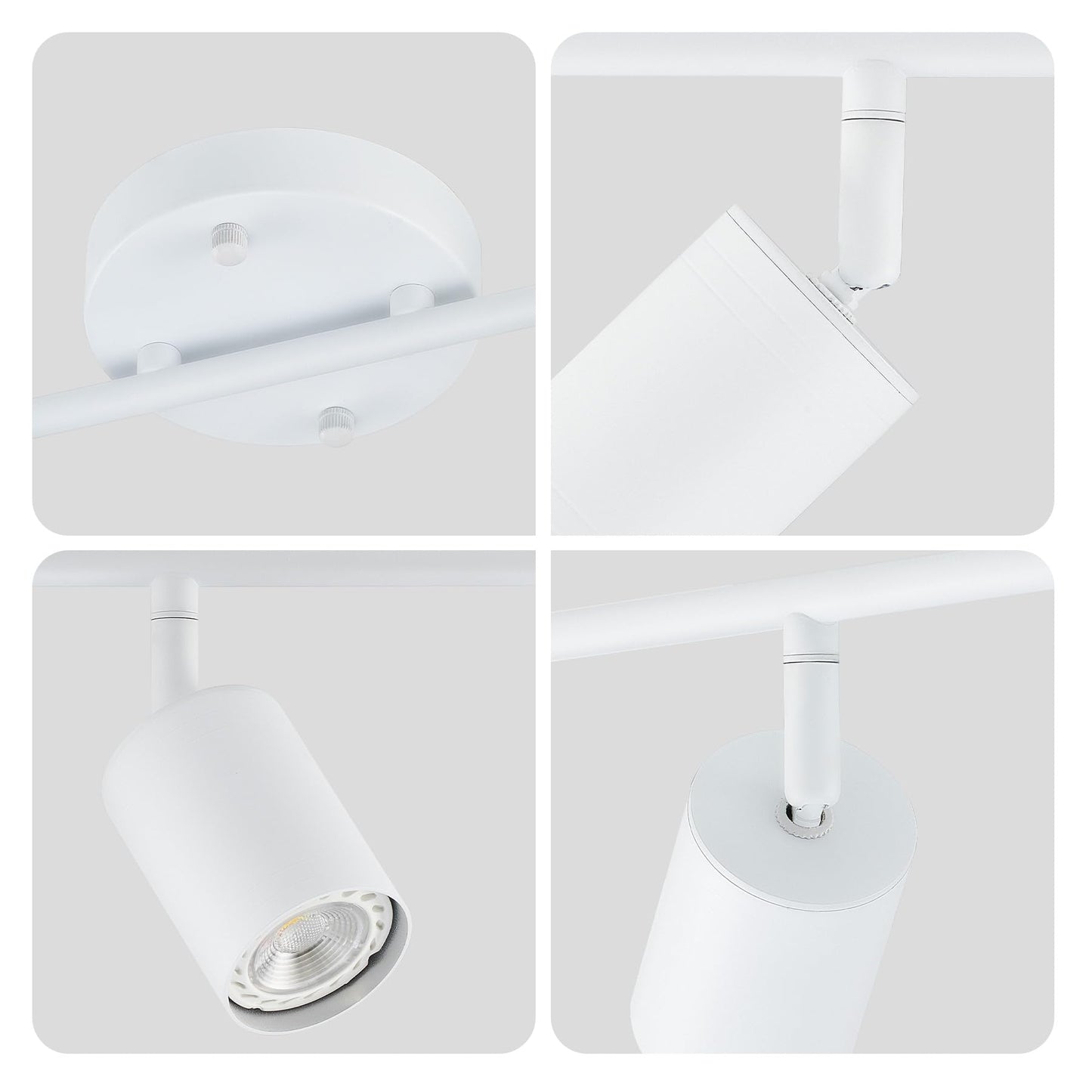 Vonluce 6 Light Track Light Fixture  Led Track Lighting Kit With Rotatable Track Heads  3-Color Gu10 Bulbs Included  Modern Ceiling Spotlight For Kitchen Office Closet Studio Bedroom  White