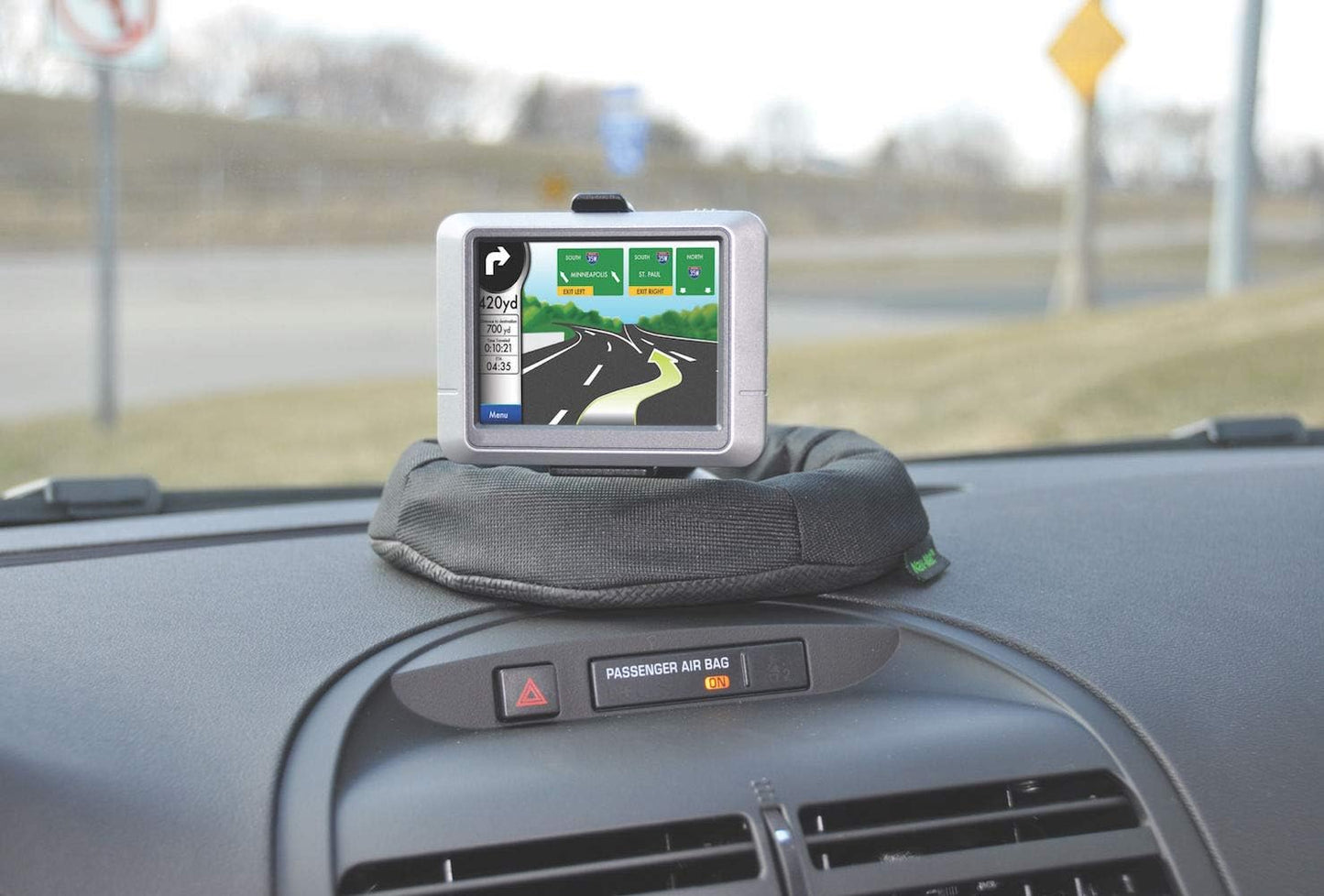 Bracketron NavMat Portable GPS Dash Pad Converts Windshield GPS Mount into Dashboard Mount Weighted Beanbag Friction Base 8 inch Base 3.5 inch Center