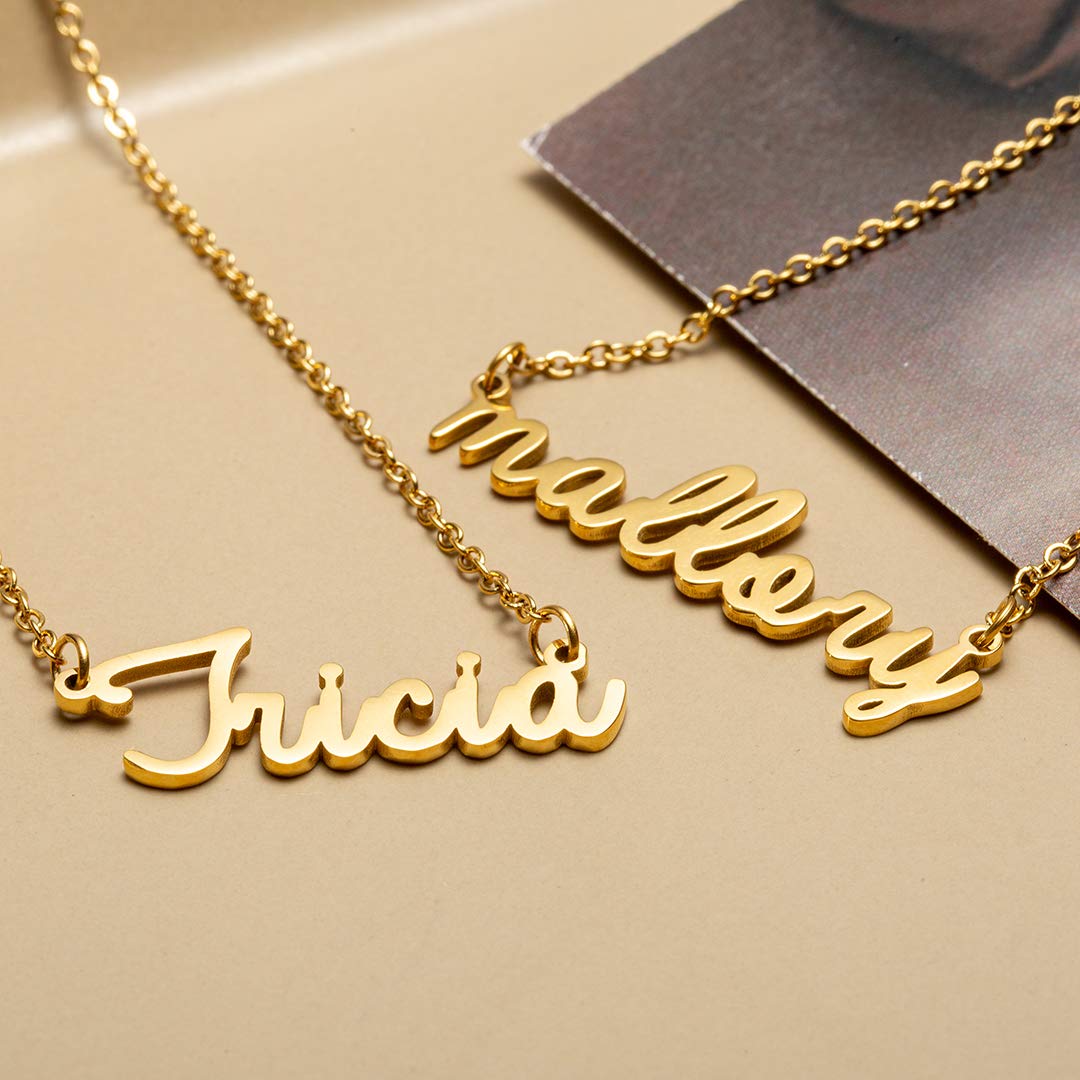 Awegift Women Jewelry Name Necklace Big Initial Gold Plated Best Friend Women Gift for Her Mckenzie