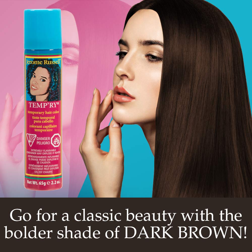 Jerome Russell Dark Brown Hair Tint Spray - Intense, Spray-On, Instant Vivid, Fast-Drying, Non-Sticky, Travel Size Temporary Hai
