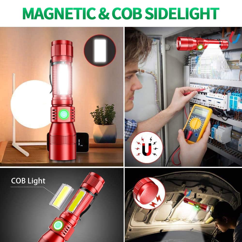 AdamStar Black Light Flashlight, 3-in-1 Rechargeable LED, 7 Modes, Waterproof, Model 016, 1pack Red