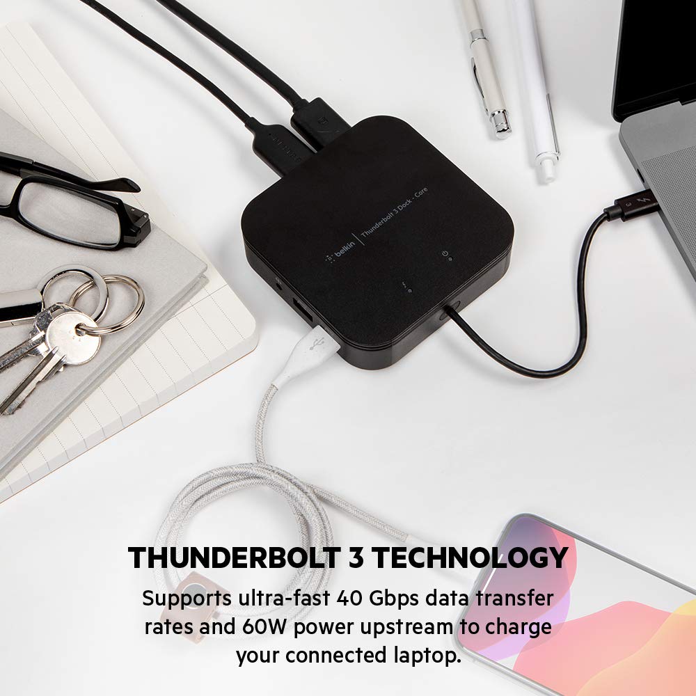 Belkin Thunderbolt 3 Dock Core With Thunderbolt 3 Cable - Usb C Hub - 7-In-1 Docking Station For Macs & Windows, 60W Upstream Ch