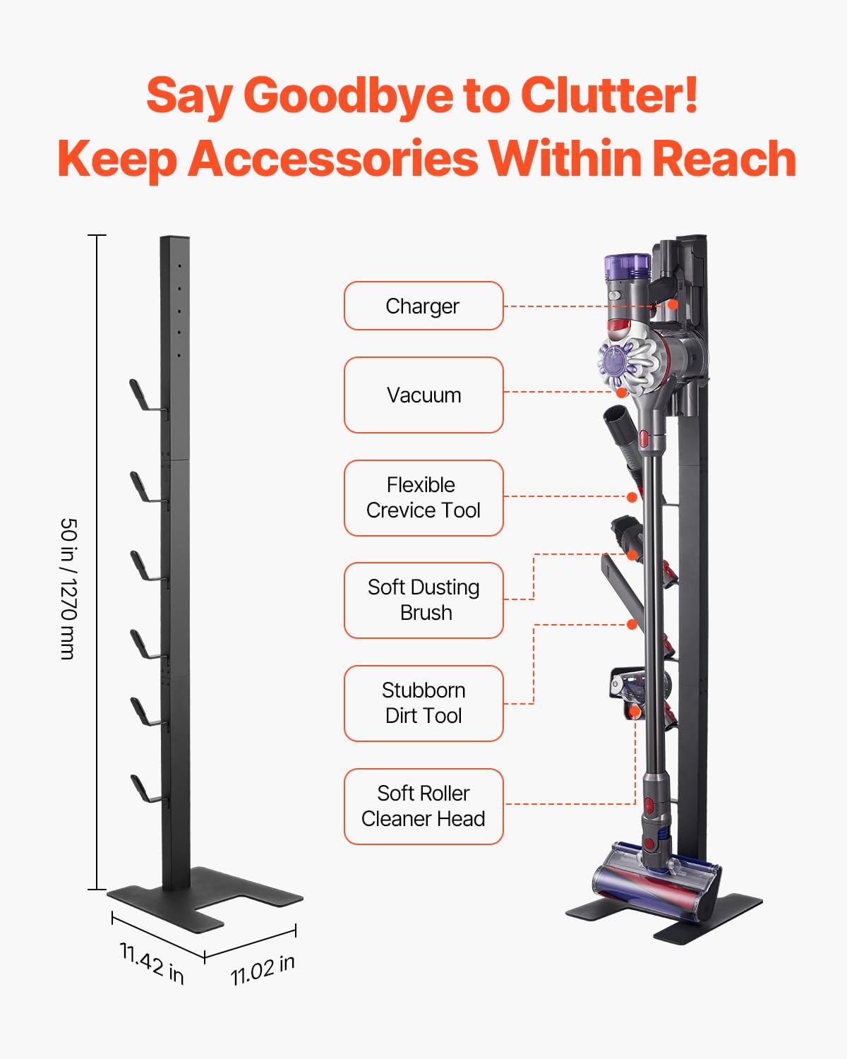Vevor Vacuum Stand, Compatible With V6 V7 V8 V10 V11 V15, Stable Vacuum Stand Holder With 6 Hooks For Dc30 Dc31 Dc34 Dc35 Dc58 D