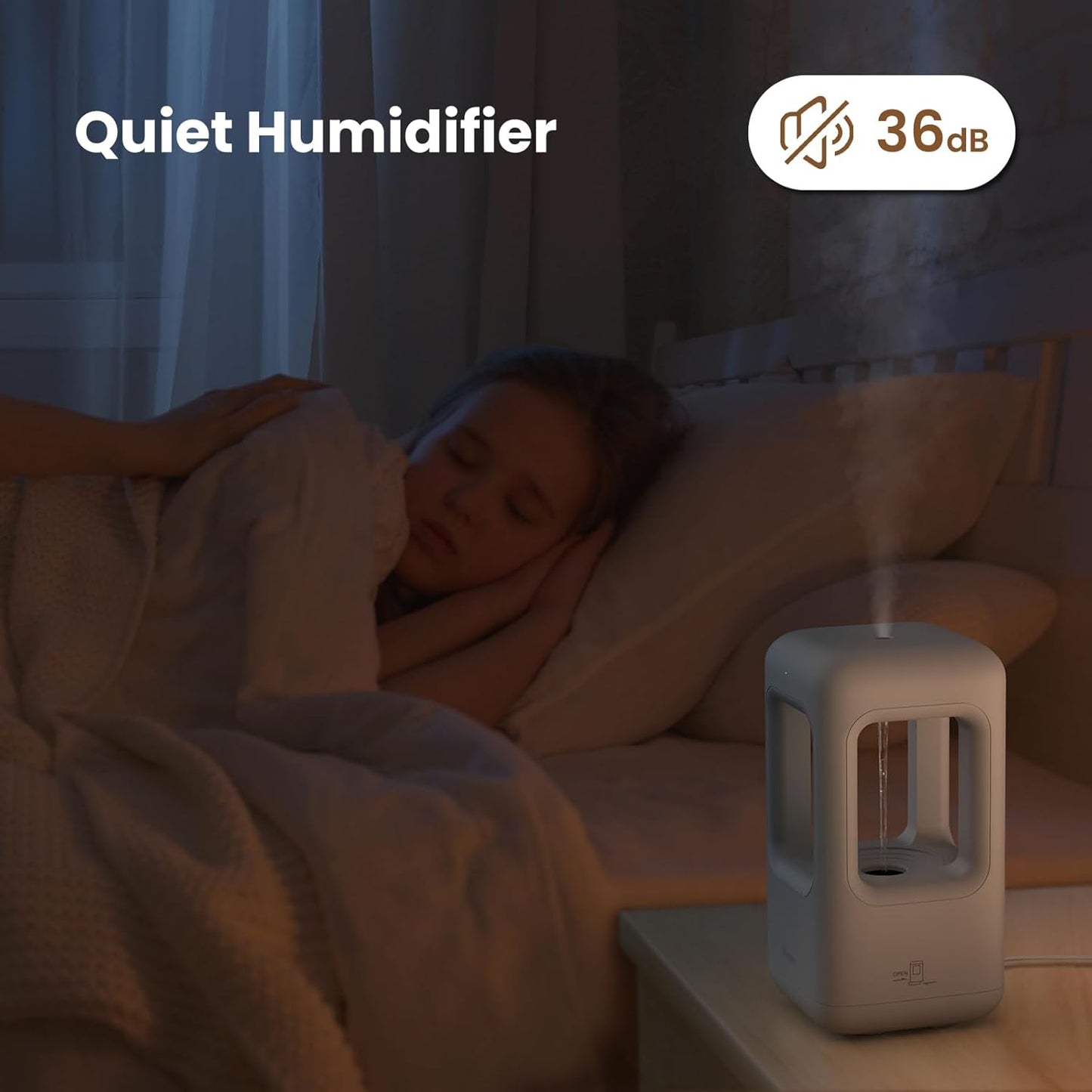White Mini Plant Humidifier - Portable Desktop Cool Mist for Indoor Plants, Bedroom (0.6L, Auto Shut-Off)