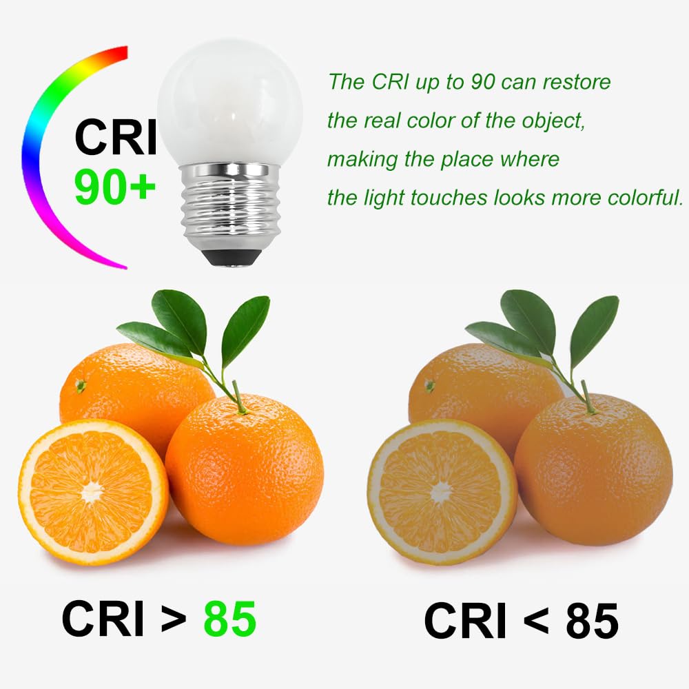 PaeorRorL LED G40 Light Bulb,15W Equivalent,1.5W E26 Base Low Power Light Bulbs for Night Light Bathroom Bedside Accent Lamps Appliance Bulb,Frosted,150 Lumen, 2700K Warm White, CRI 90+,Pack of 4