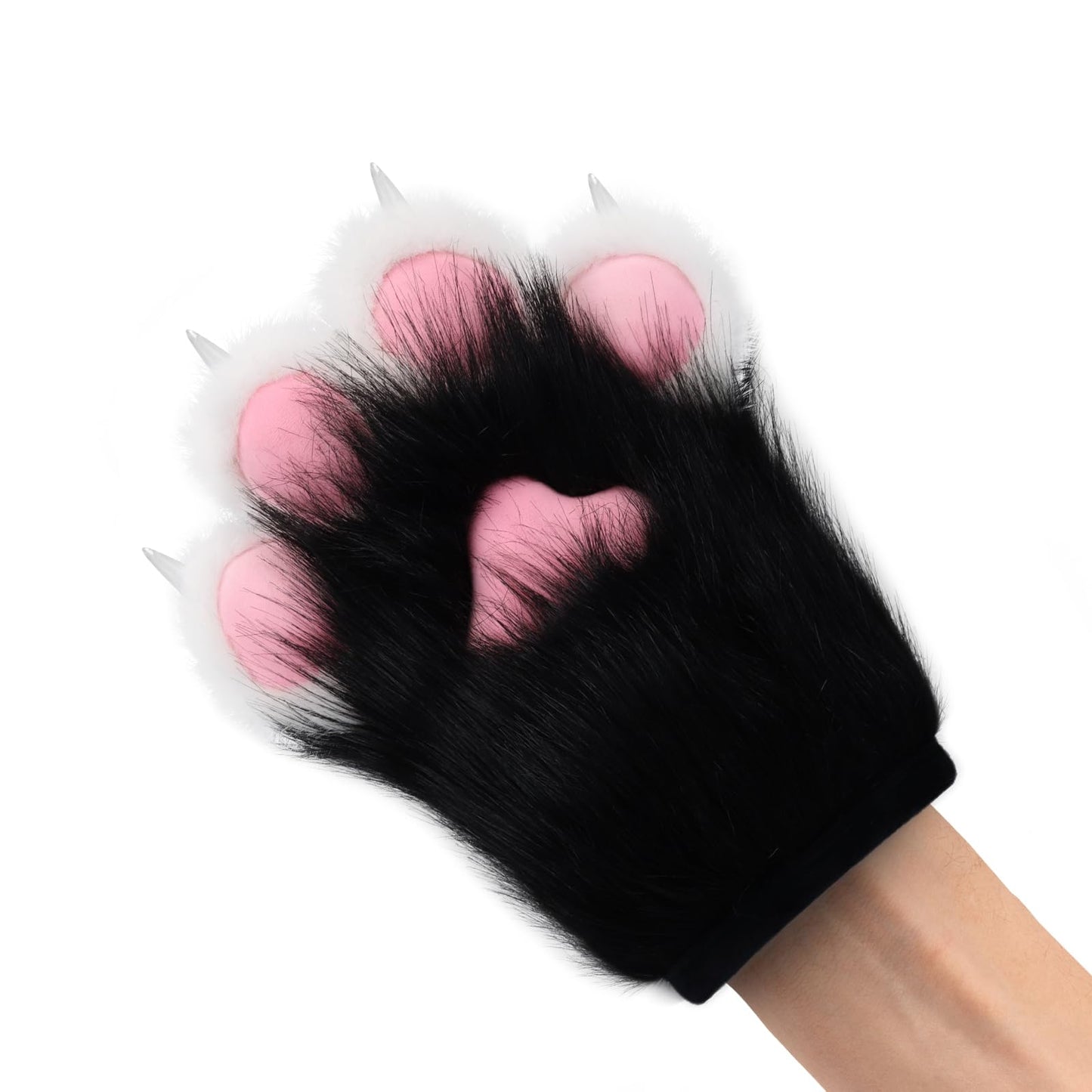 HAOAN Furry Faux Fur Fox Cat Paws Gloves Animal Fursuit Mittens Halloween Christmas Cosplay Costume Props