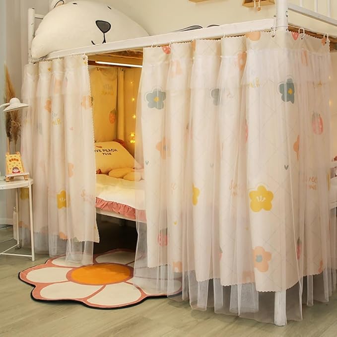 XGOPTS Dormitory Bunk Bed Privacy Curtains Students Single Bottom Bunk Bed Blackout Curtains Dustproof Cloth Bed Canopy Curtains Shading Mosquito Protection Nets Bedroom Tent Decor