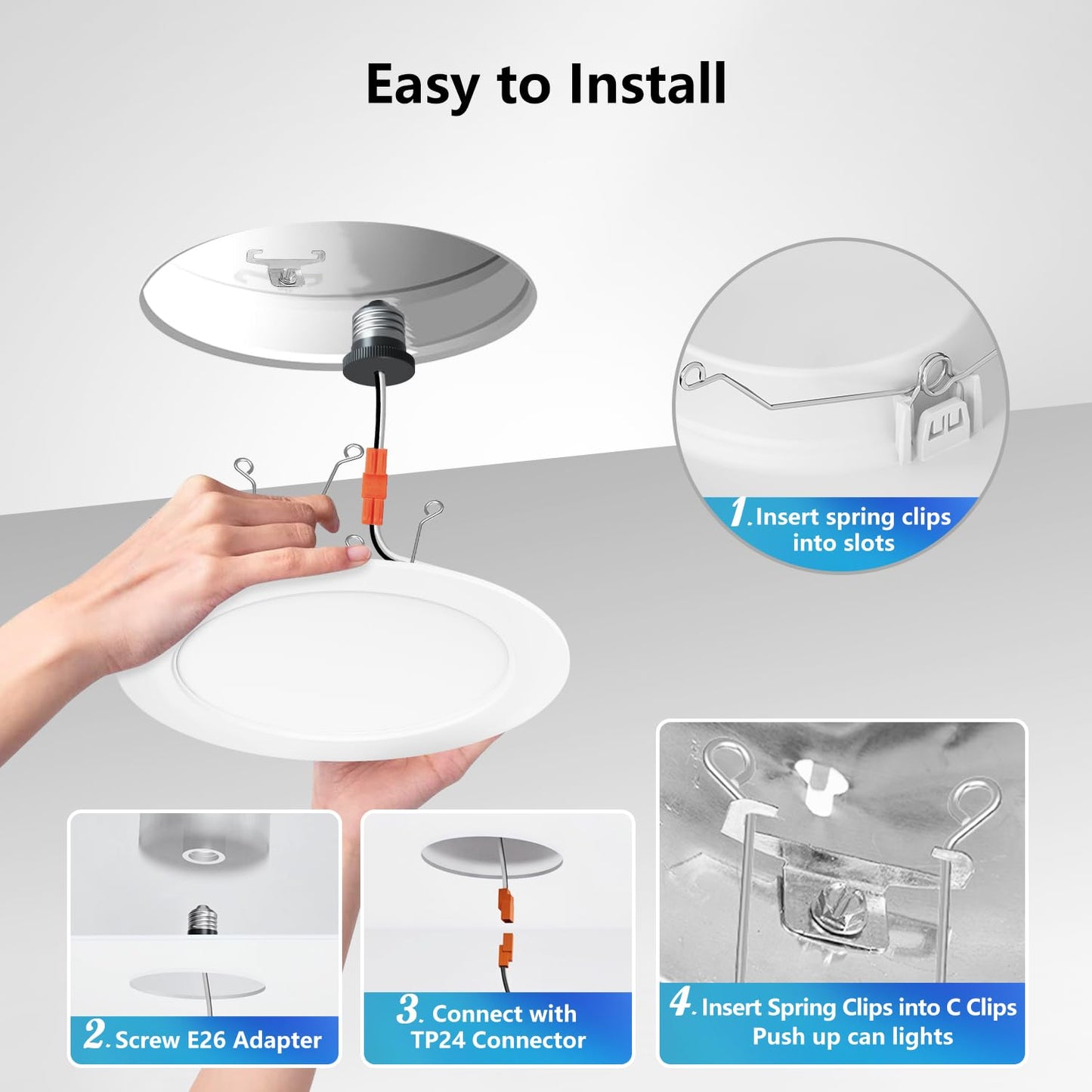 Lvwit 24 Pack 6 Inch Led Recessed Lighting Retrofit  5Cct Selectable 2700K-6000K  10W=120W 1000Lm Dimmable Ceiling Can Lights  Ic Rated Led Ceiling Light Fixtures For 5  Or 6  Recessed Cans