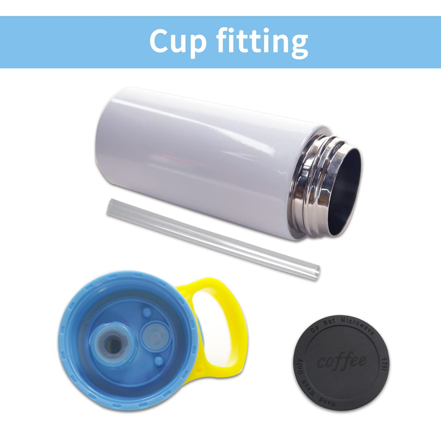 OKBA 4pcs 12oz sublimation Blanks sippy cup,sublimation tumblers for kids,Stainless Steel Insulated Toddler Water Bottle with Leak-Proof Straw Lid and Handle