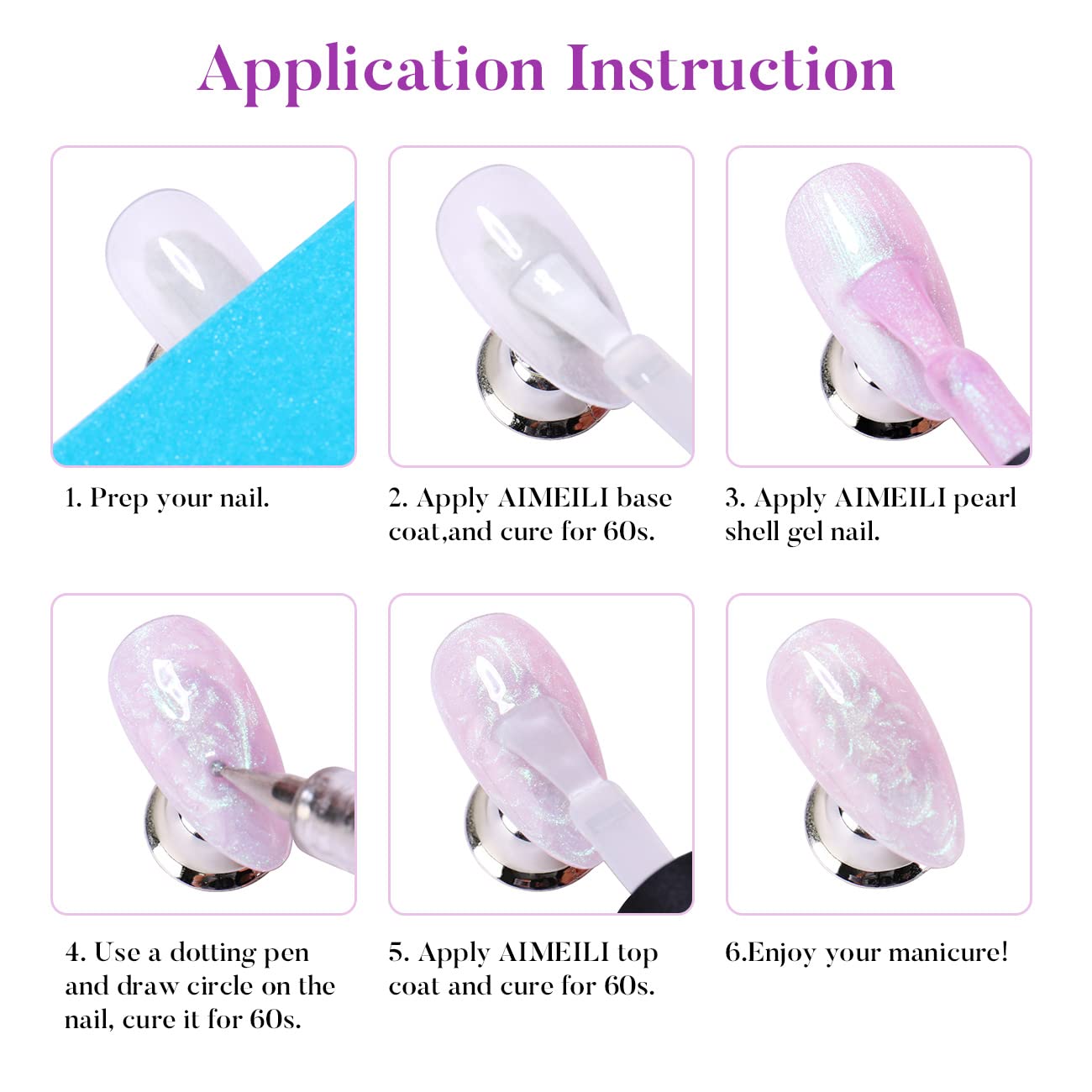 AIMEILI Hema Free Pearl Gel Nail Polish, Vegan, Hema Free, Shimmer Mermaid Nail Gel Soak Off U V Nail Art - (166) 10ml