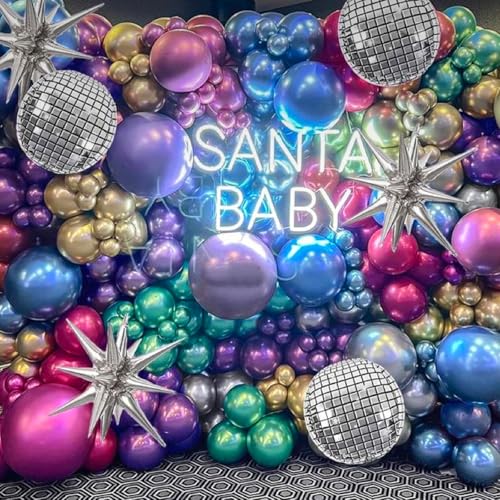 PartyWoo Metallic Balloons 66pcs 12 Inch Metallic Blue Silver Gold Purple Pink Green Rose Gold Latex Balloons for Baby Sho...