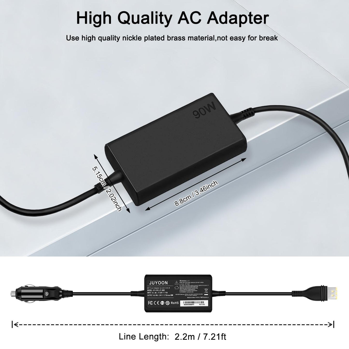 JUYOON 90W DC 12V-24V Fast Car Charger Compatible with AirSense 11 AirCurve 11 airmini 11 cpap Machines