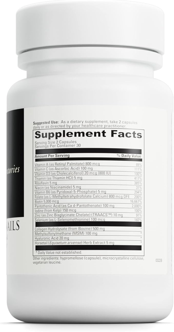DAVINCI Labs Hair, Skin & Nails - Helps Support Shiny Hair, Strong Nails & Healthy Skin with Collagen, Biotin, Hyaluronic Acid & More* - 60 Capsules (30 Servings)