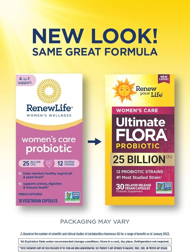 Ultimate Flora Probiotics for Women 25 Billion CFU Delayed Release Vegan Capsules | Vaginal | Digestive Health | Immune Health | Dairy Free | 30 Count