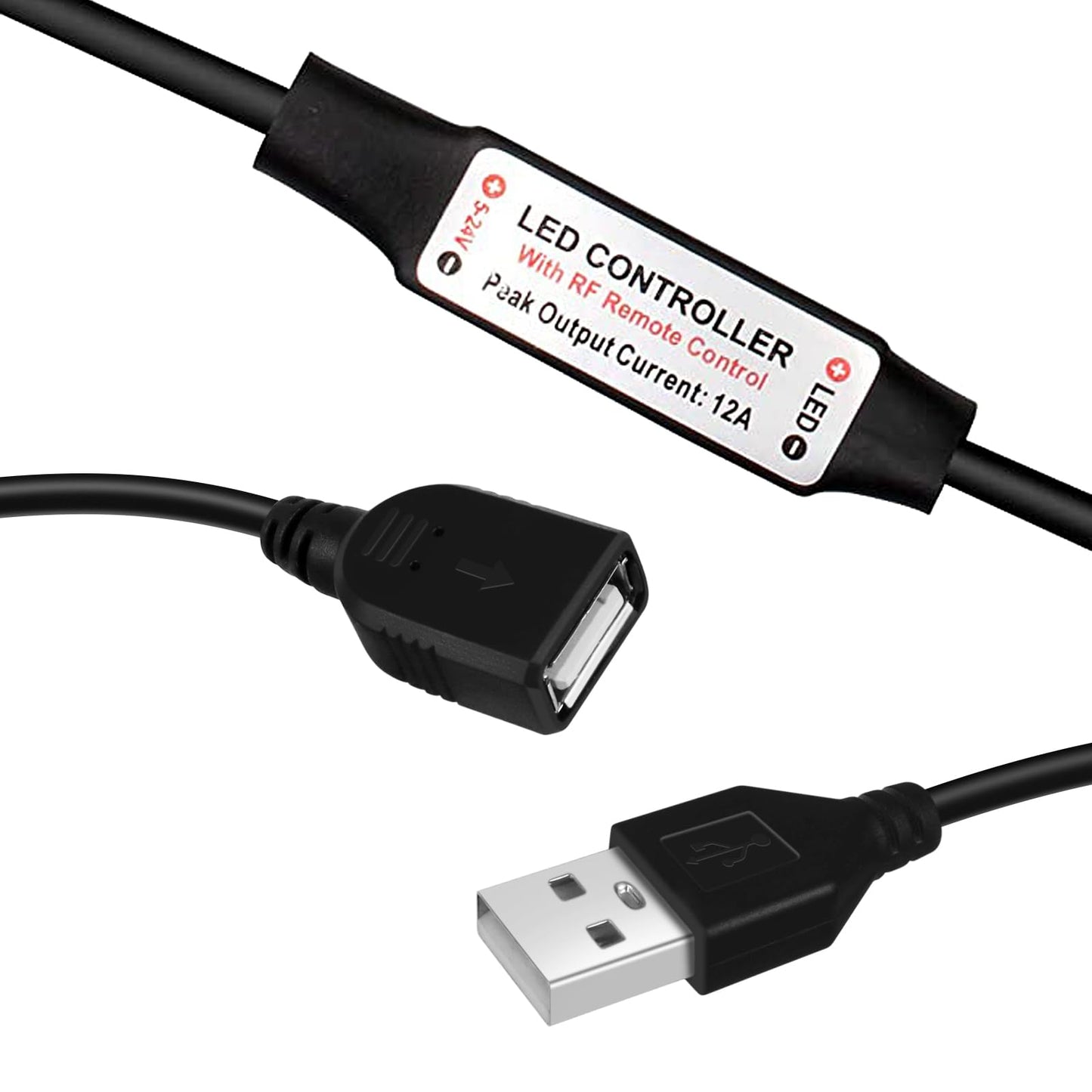LEDLightsWorld RF Mini Wireless Remote Controller for USB LED Strips, Model DC-RF-USB-US, 1 Pack, USB to USB