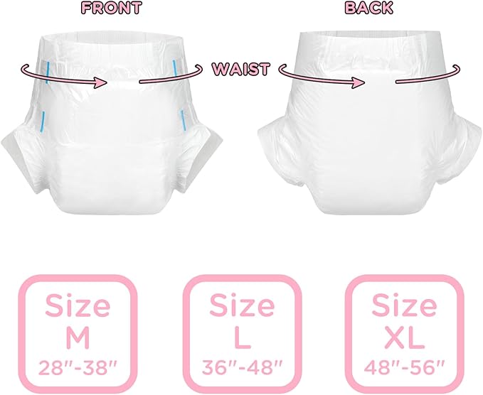Littleforbig Adjustable Tapes Adult Diaper 2 Pieces - ABDry Ultra Absorbent Diapers White (X-Large 48"-56")