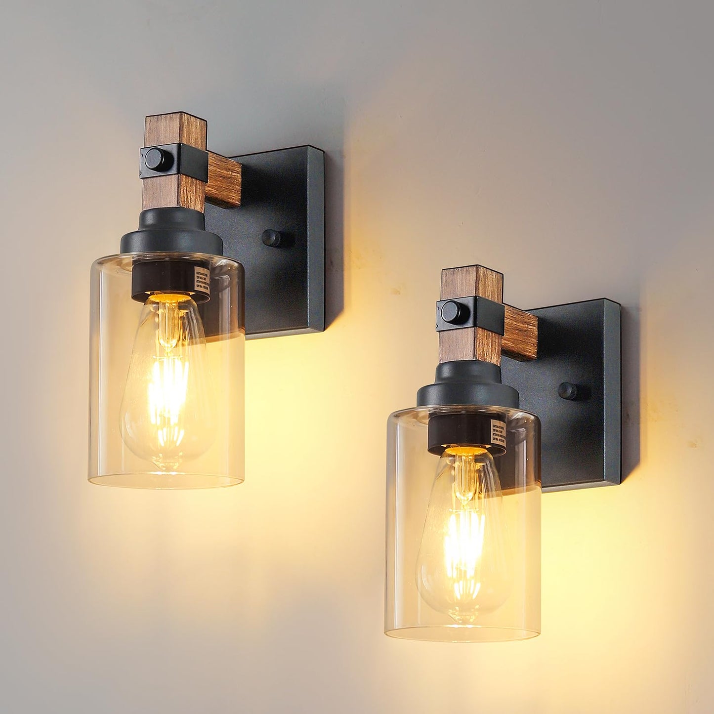 Floresita 2-Pack Wired Wall Sconces, Glass Shade, Round-Wired, Model 4001Ysbd For Bedroom, Bathroom, Living Room