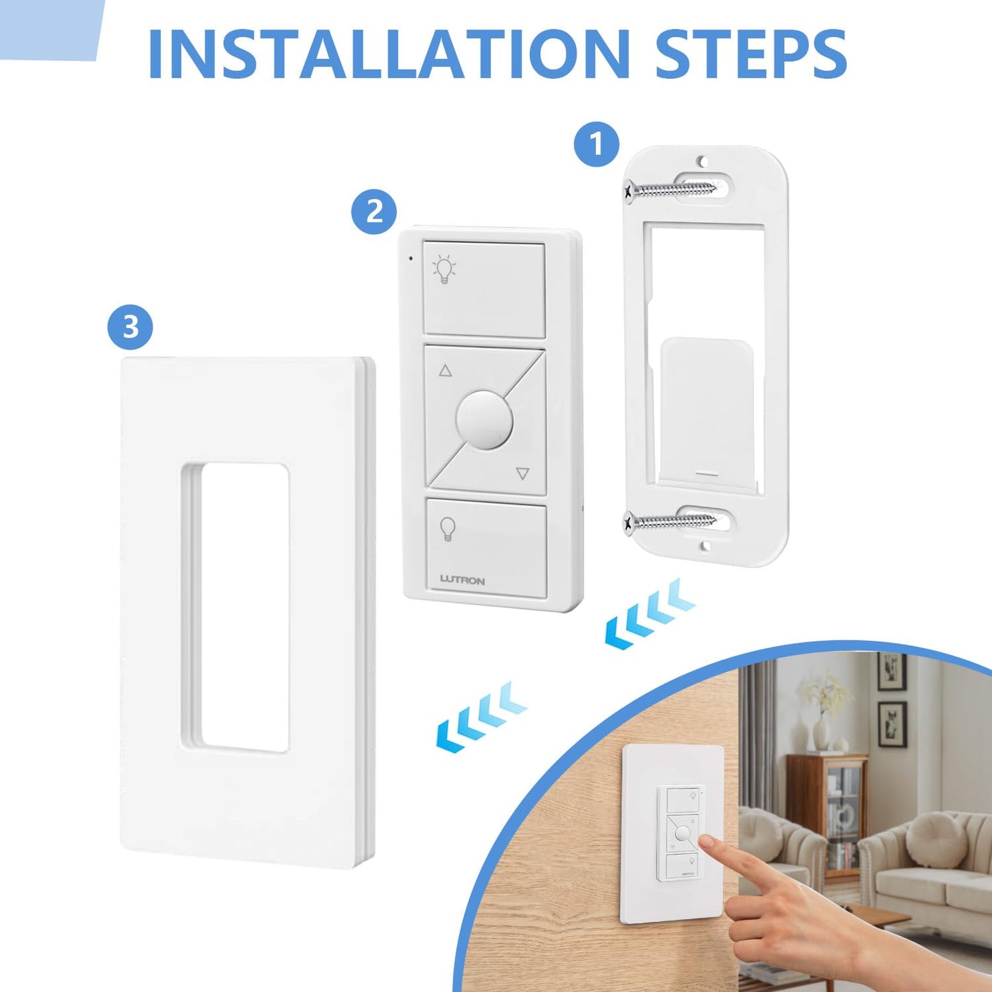 Wallplate Brackets for Lutron Caseta Pico Remote, 4-Pack Seamless Remote Snap-in Installation Wall Bracket for Lutron Smart Switch, Durable Wall Mount Design Compatible With Lutron Pico Remote