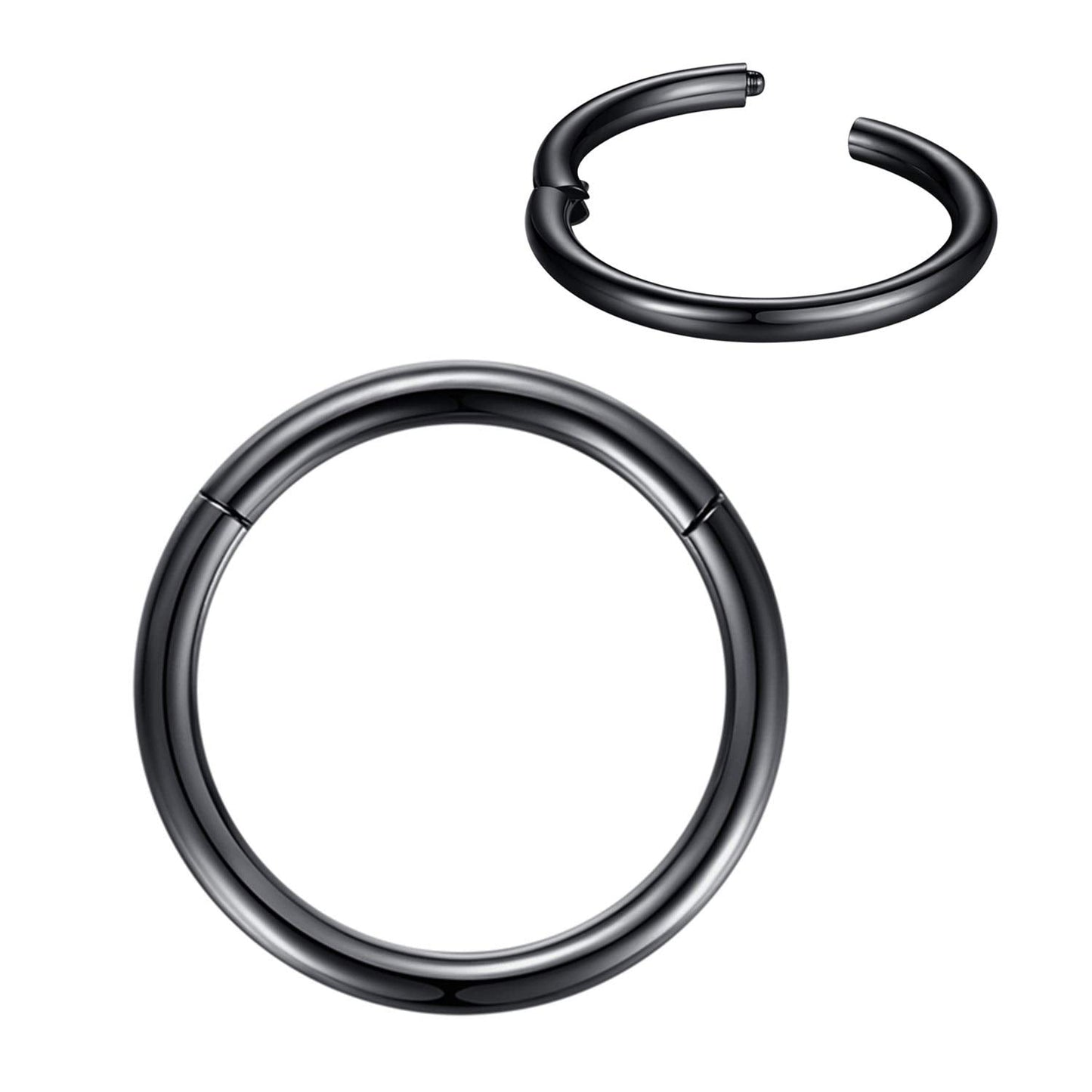 2pcs Pair 11mm Septum Ring Black Nose Rings Hoop 14 Gauge Nose Hoop Helix Daith Tragus Hinged Segment Septum Clicker Lip Rings 3