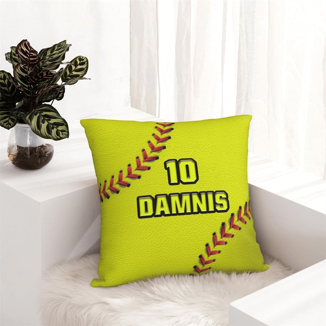 Personalized Name Sport Enthusiast Pillowcase Custom Ball Sport Themed Baseball Throw Pillowcase Customized Sports Themed Funny Throw Pillow Cover Baseball Lovers Home Decor Gift for Sofa Bedding