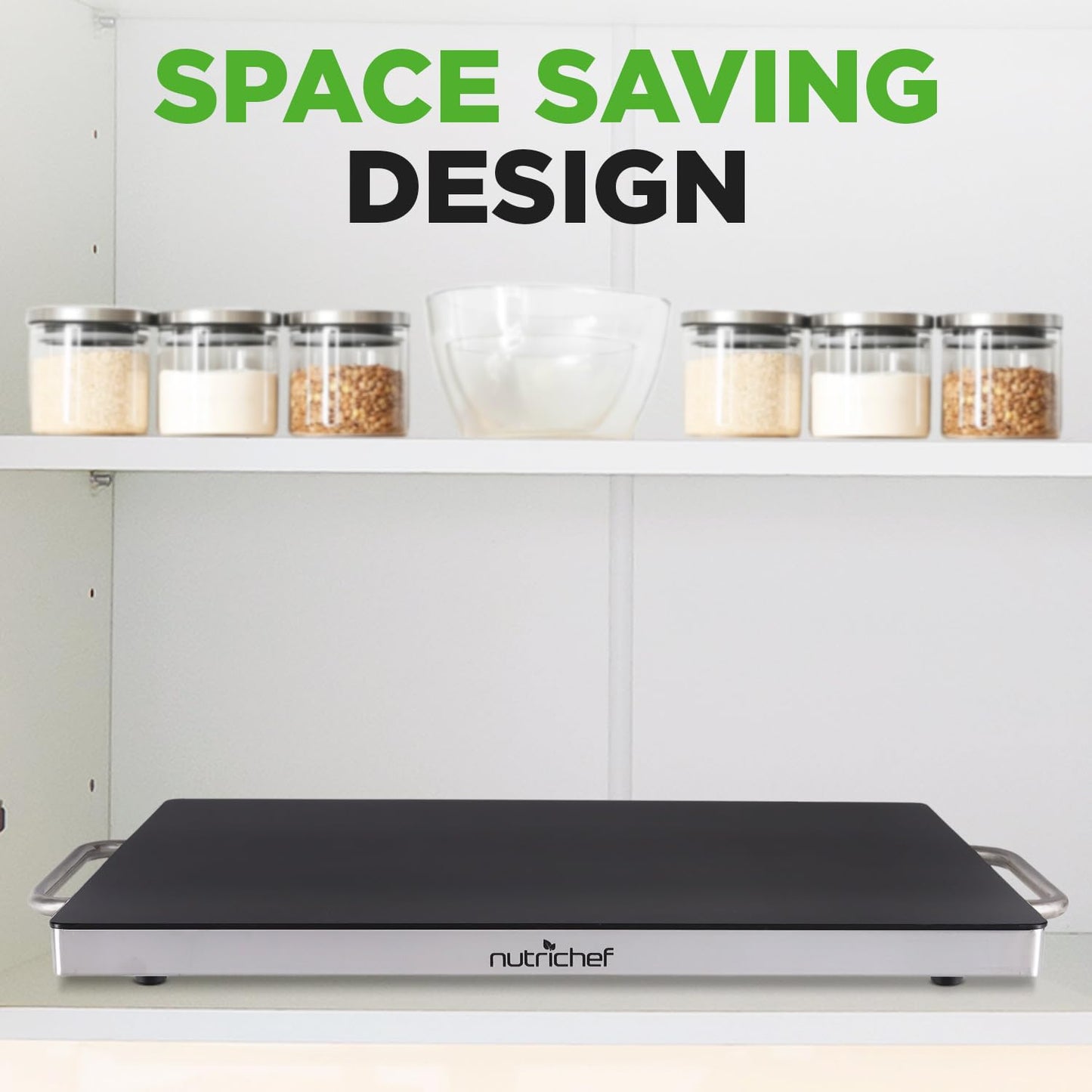 NutriChef Large Electric Warming Tray | 20" x 12" Hot Plate | Ideal for Buffets, Restaurants, Parties, & Home Dinners - Glass Top Keeps Food Hot - Perfect for Events | Heats your food to 200°F