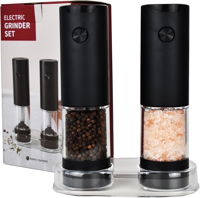 Automatic Electric Salt and Pepper Grinder Set with Adjustable Coarseness, 95ml Capacity, Battery Operated Spice Grinder, Perfect Kitchen Gadget Gift and Housewarming Gift