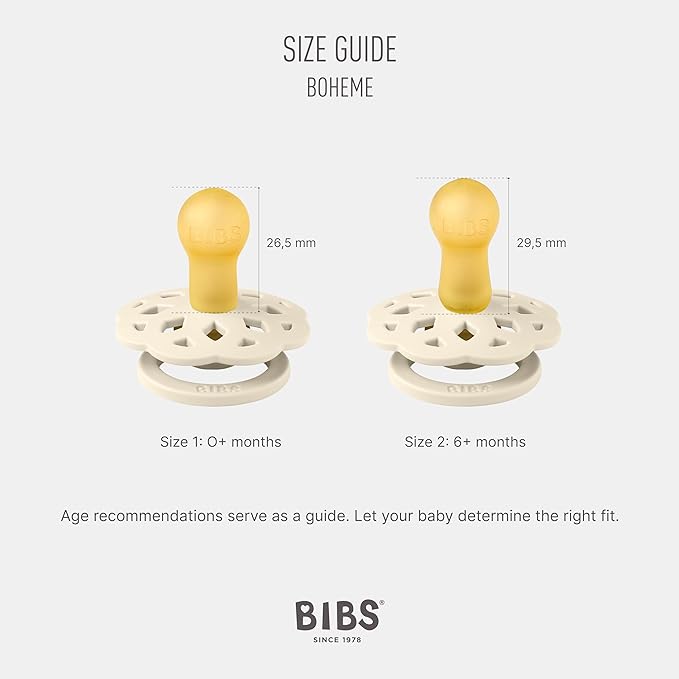 BIBS Pacifiers - Boheme Collection | BPA-Free Baby Pacifier | Made in Denmark | Set of 2 Cloud/Blush Color Premium Soothers | Size 0-6 Months