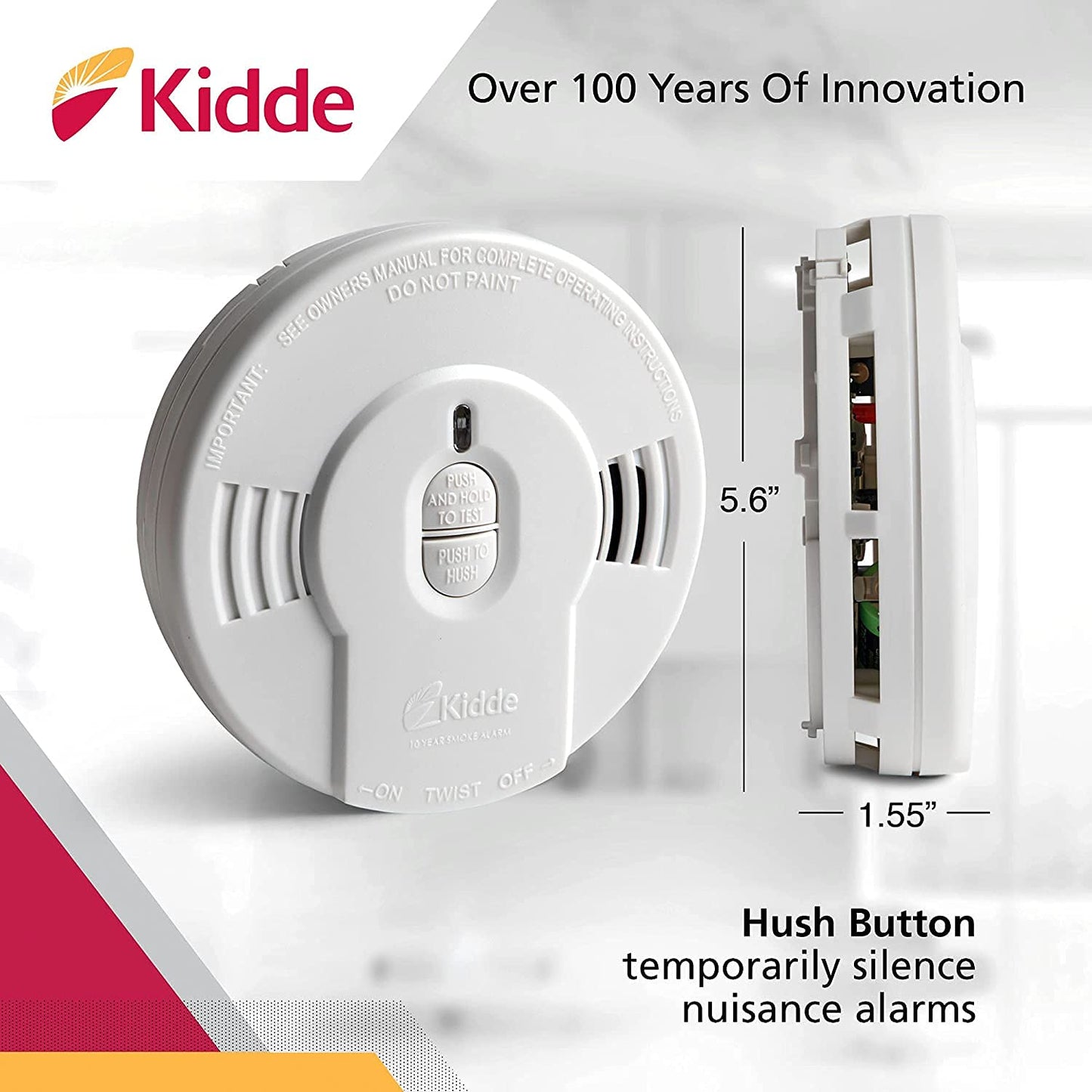 Kidde Carbon Monoxide Detector with 10-Year Battery, Digital Display, 3 LEDs, 2 Pack and Smoke Detector, 10-Year Battery, LED Lights & Replacement Alert