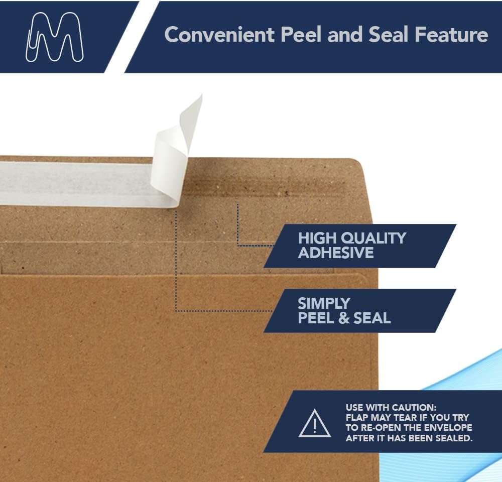 MOS A9 Kraft Envelopes 5.75 x 8.75 Inch 500 Pack — Brown Self-Seal Heavyweight Invitation Envelopes for Greeting Cards, Card Making, RSVP, Wedding Invitations, Business Mailings