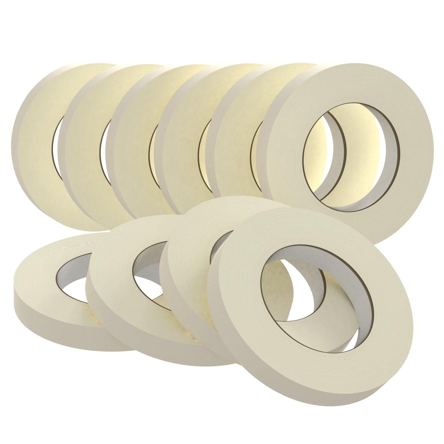 SWRT Masking Tape 0.75 inch x 55 Yards x 10 Rolls (550 Total Yards), Adhesive Painting Tape Bulk for General Purpose Beige White Color for Painting, Crafting, School Stationery, Arts, Home Use etc