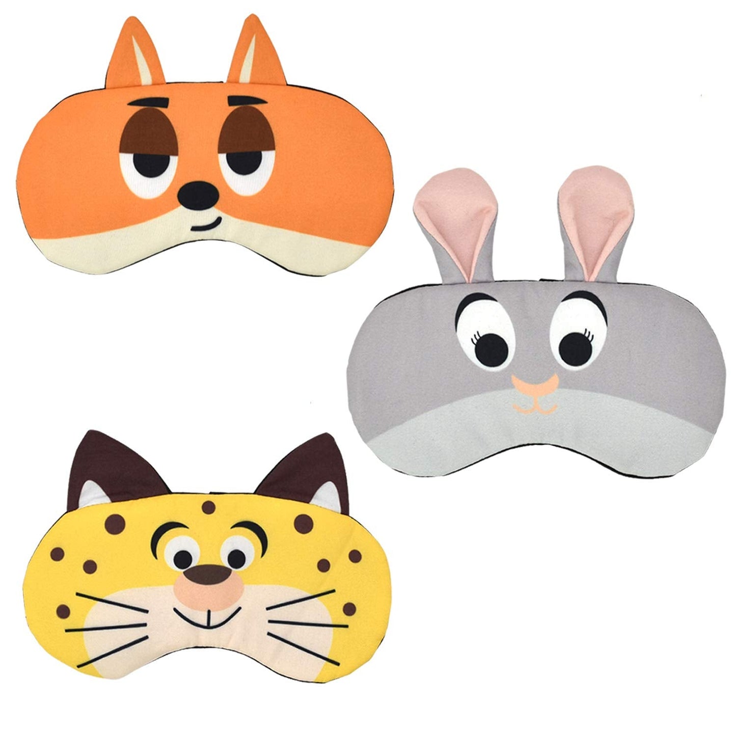 HYCLES Sleep Mask for Kids Sleeping Eye Cover Cute Cartoon Animal Funny 3 Pcs Blindfold Eyeshade for Men Women Plane Travel Game Nap Night Sleeping