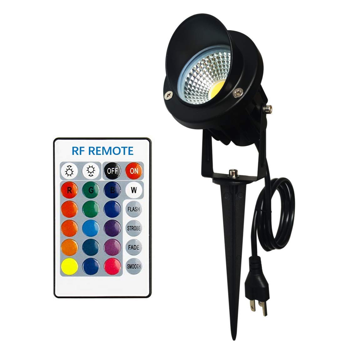 TOVEENEN 10W RGB Color LED Outdoor Landscape Spotlight, Waterproof, Aluminum, Model BG10B, White