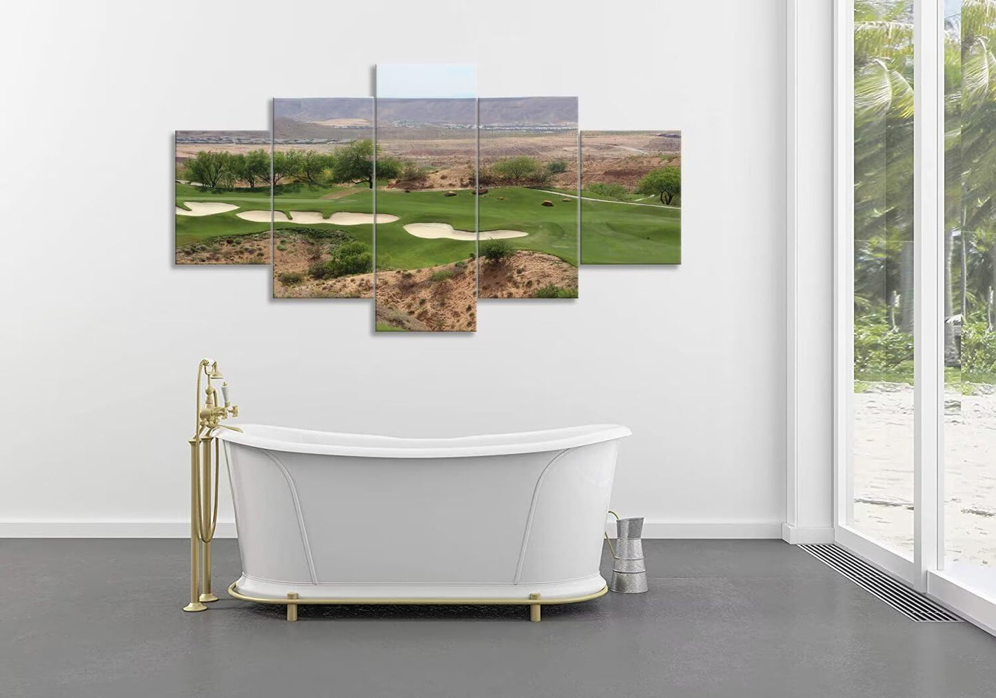 USA Nevada Mountain Golf Course Canvas Wall Art for Living Room Bedroom Bathroom Home Decorations Nevada Golf Course Pictures Posters Framed Artwork Ready to Hang(60''W x 32''H)