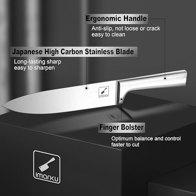 imarku Knife Set - Kitchen Knife Set 15 Pieces Japanese Stainless Steel Knife Block Set with Sharpener - Dishwasher Safe Kitchen's Knives - Ultra Sharp Chef Knife Set for Kitchen